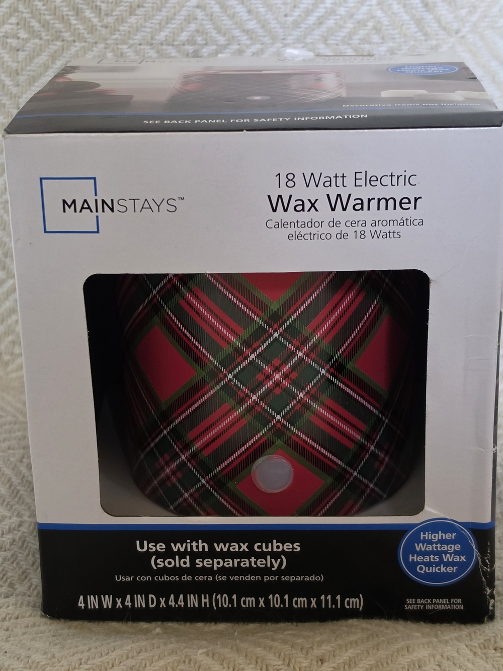 🌿 Mainstays 18-Watt Electric Scented Christmas Wax Warmer – Red Plaid